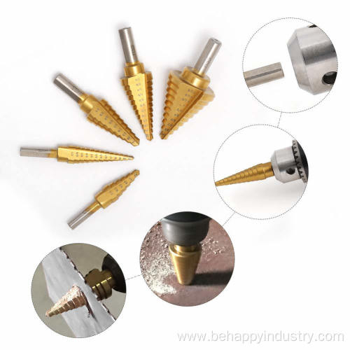 5PCS Step Drill Bits with Titanium Coated